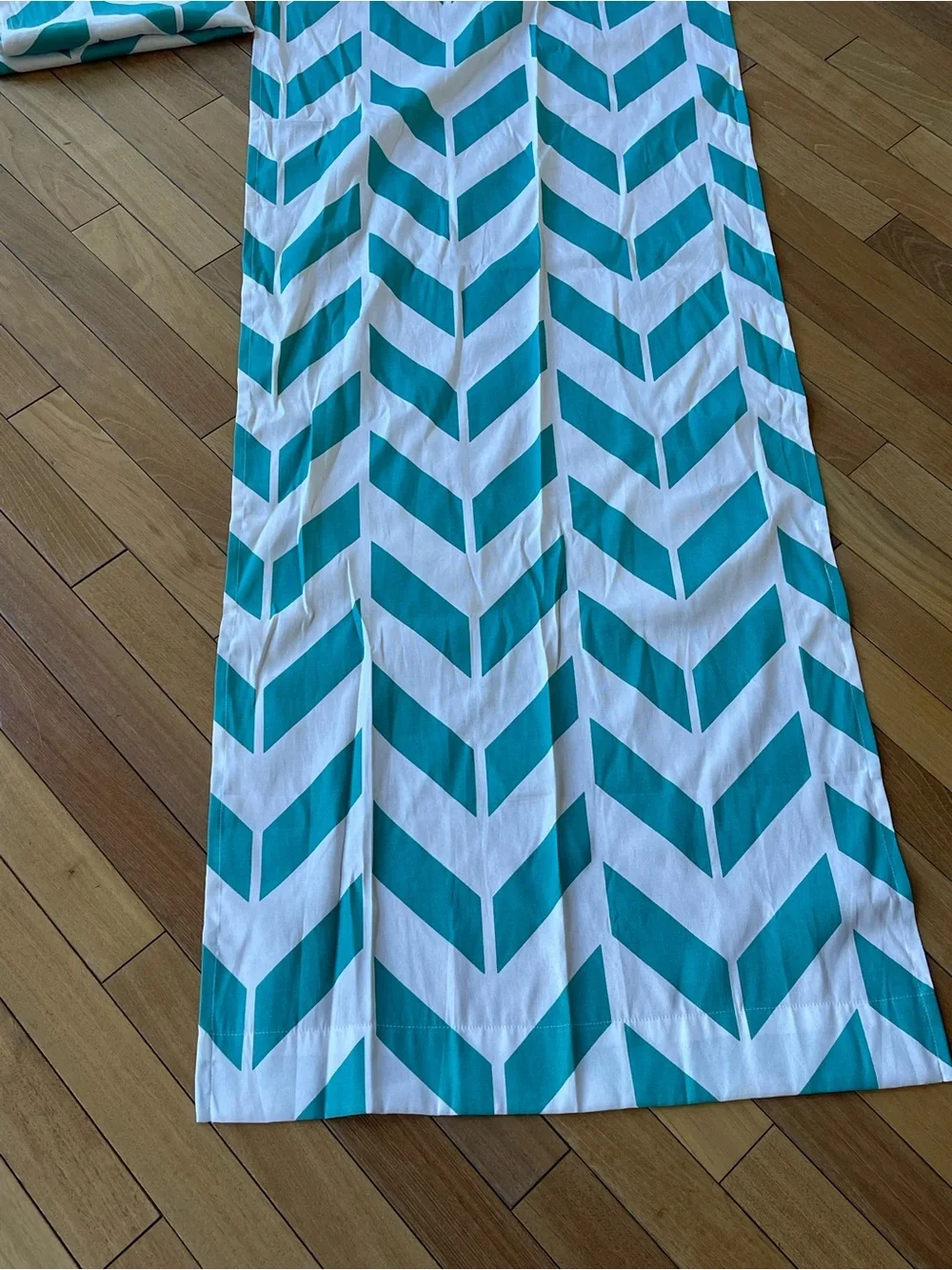 Mainstays Teal Chevron Curtain Panel Pair 28” x 84” Geometric Window Panels
